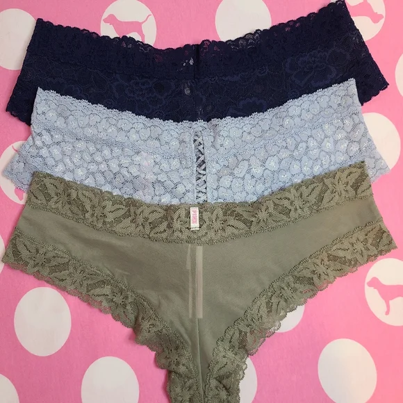 VS PINK 3pk Lace Cheeky Panties Size M - Picture 3 of 7